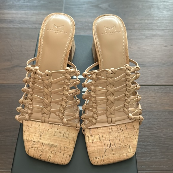 Marc Fisher NWT light Natural Cólica block Cork Heel braided Sandal. - Picture 5 of 10